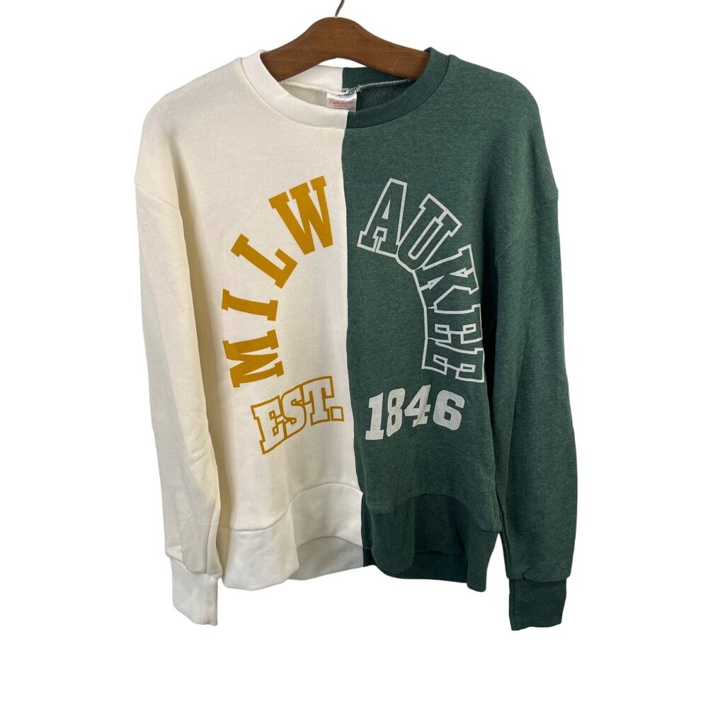 Good Land Milwaukee Sweatshirt Size Medium Pullover Colorblock Sportswear Green